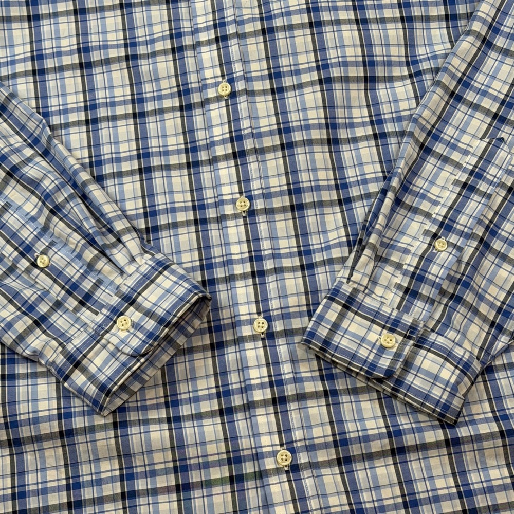 Polo Ralph Lauren Mens XL Classic Fit Blue White Plaid Button Down Shirt Cotton - Picture 2 of 7